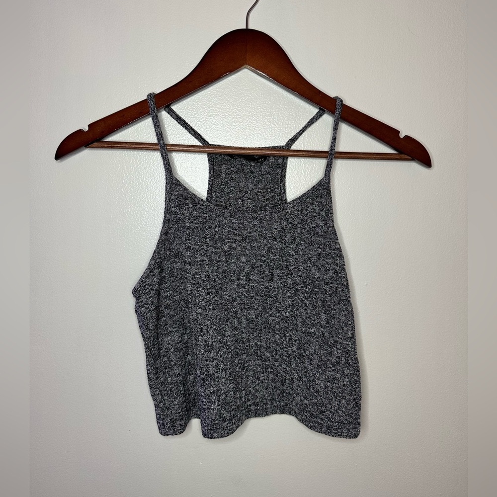 Gray white Shein crop tank top